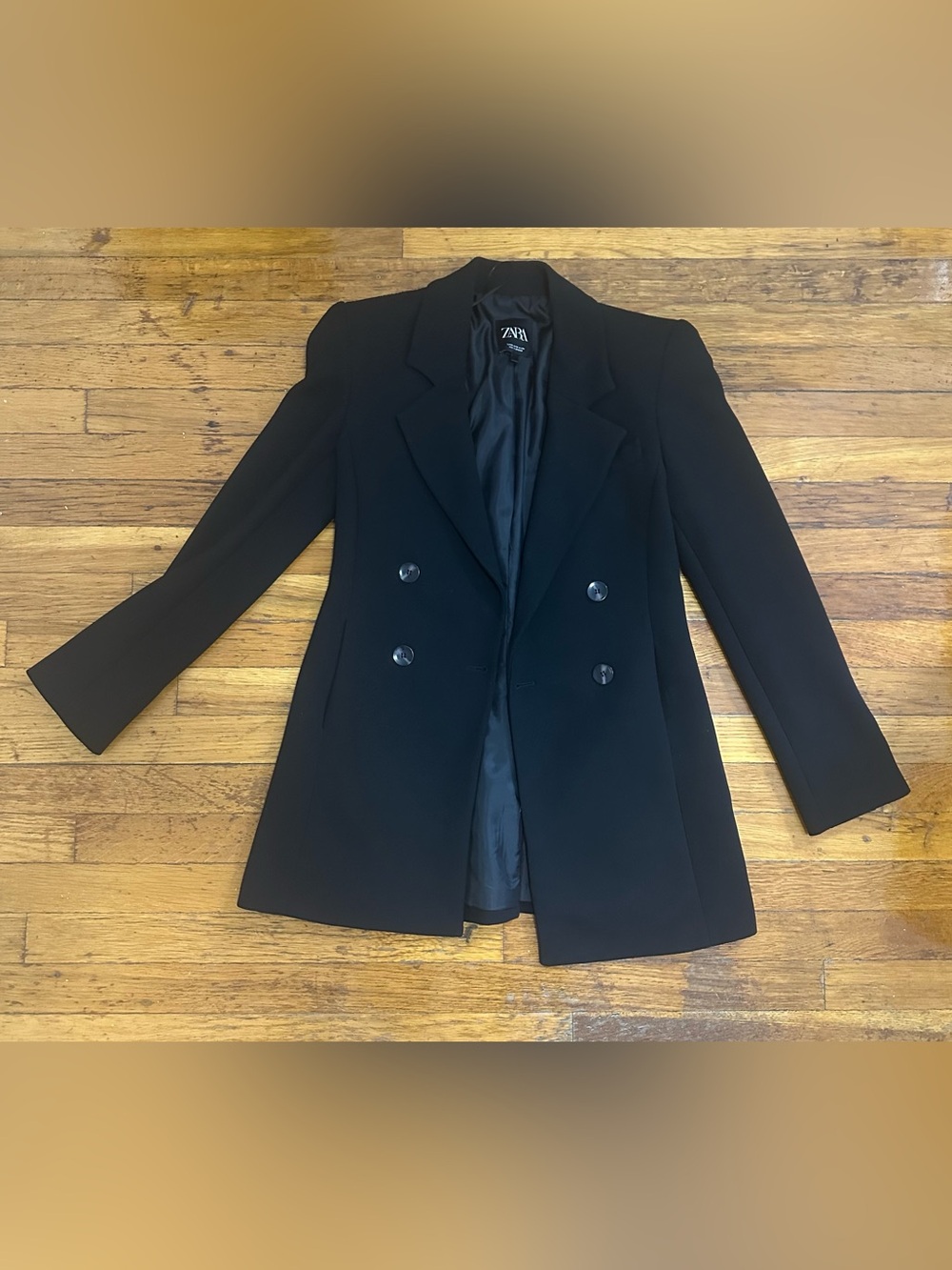 Zara Black Double-Breasted Blazer Jacket
